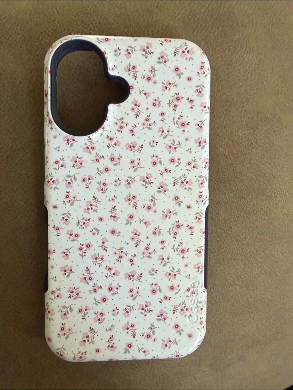 White Phone Case with Pink Floral Pattern - Feminine Protective Cover